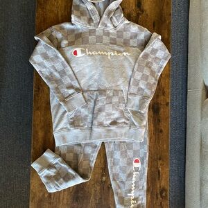 Champion Checkered Light Gray Hoodie and jogger set